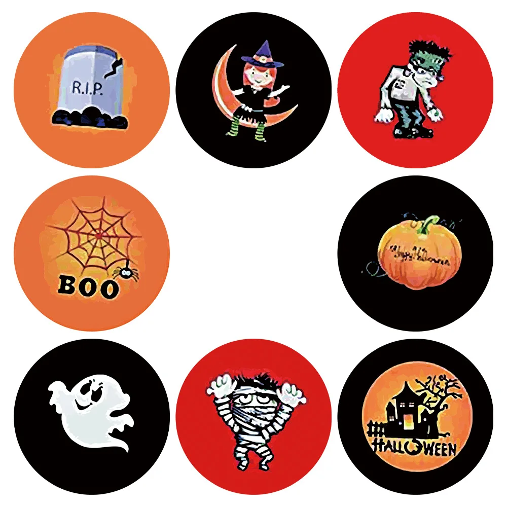 50-500 stücke 1 zoll Runde Geschenk Verpackung Dichtung Label Kürbis Hexe Halloween Aufkleber Candy Tasche Box Aufkleber Für halloween Party Decor – Detail 21