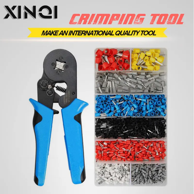 

hsc8 6-4a mini nose crimping pliers wire stripper crimper tool cable crimper stripper+1800pcs ferrule terminal set