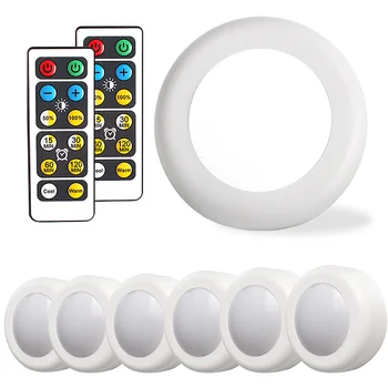 

Touch Sensor Under Cabinet Light LED Wireless Dimmable LED Puck Night Lamps White/Warm White for Kitchen Wardrobe Bedroom Lights