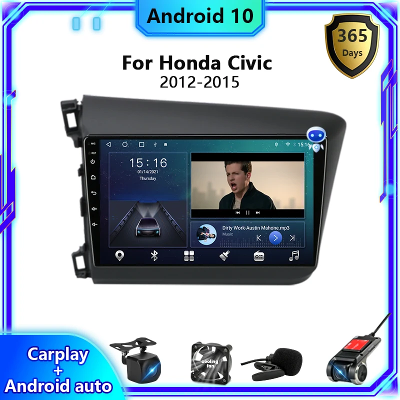 Автомагнитола 2 Din Android 10 0 мультимедийный видеоплеер навигация GPS для Honda Civic 2012-2015