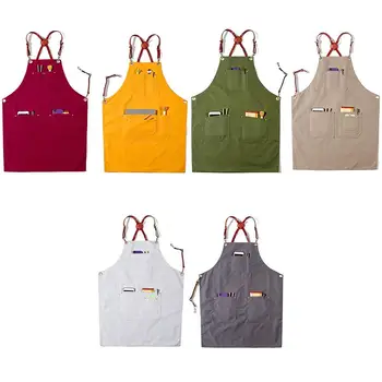 

Double-sided Kitchen Cooking Apron Cotton Flower Shop Cafe Bar Working Uniform Bakery Baking Aprons Home Painting Cleaning Apron
