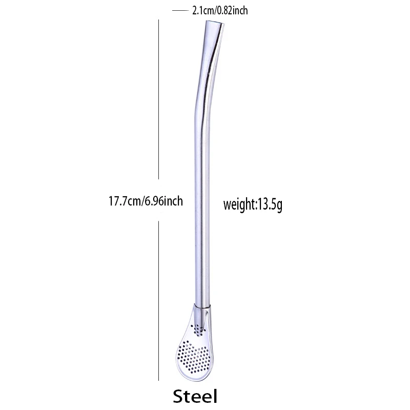 Креативная 304 соломка из нержавеющей стали ложка многоразовая чайная ложка-фильтр соломенная кофейная мешалка Teaware вечерние принадлежности барные инструменты - Цвет: Silver