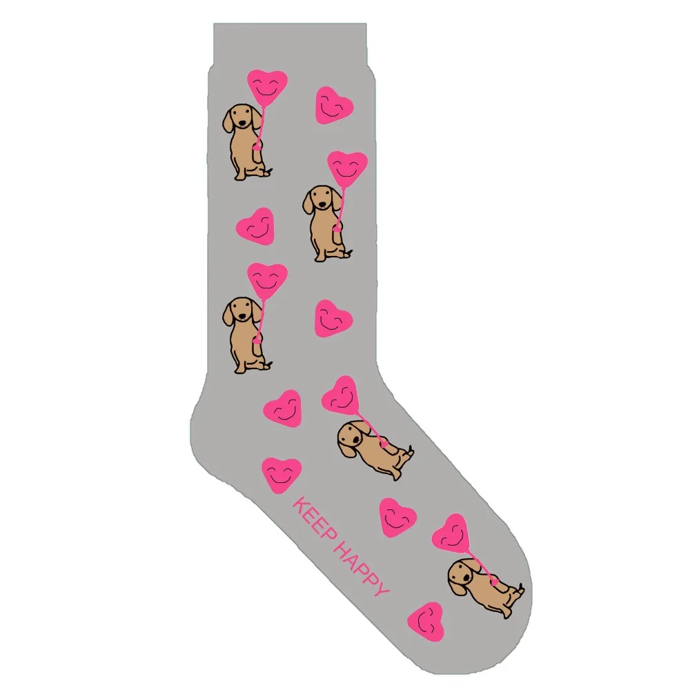 Милые таксы носки с романтические воздушные шары женские носки kawaii колбаса собака тематический подарок для любителей домашних животных мама 50 пара/лот
