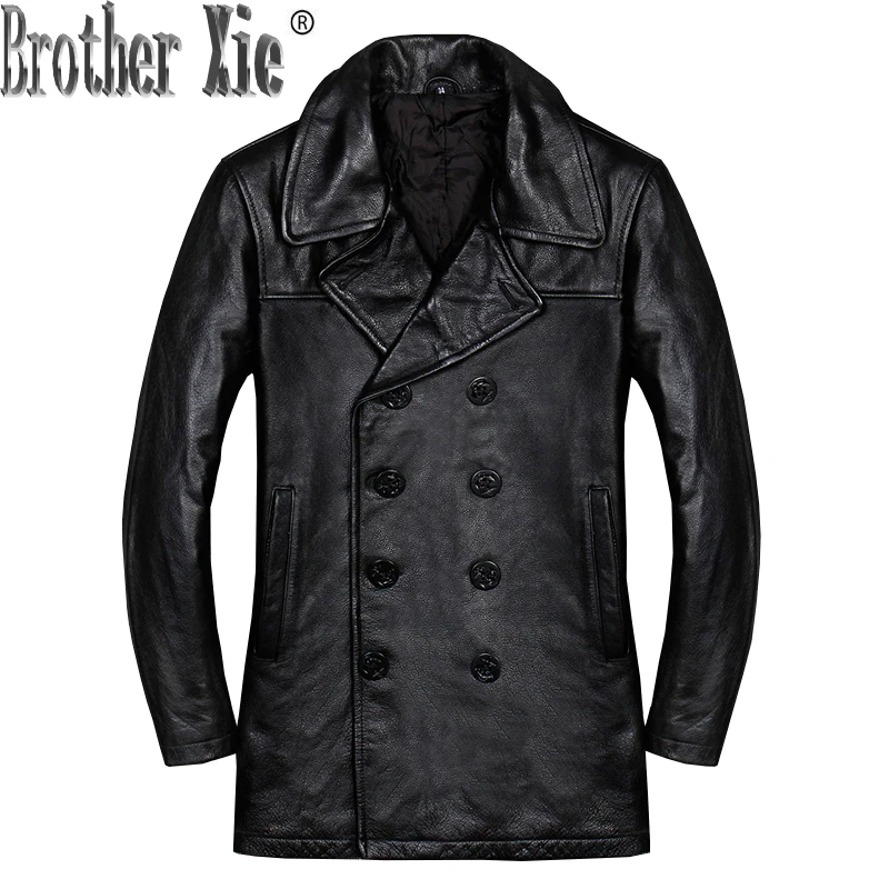 

Genuine Cow Leather Jacket Men Autumn Winter Coat Men Windbreaker Plus Size Leather Jackets Veste Cuir Homme KJ1323