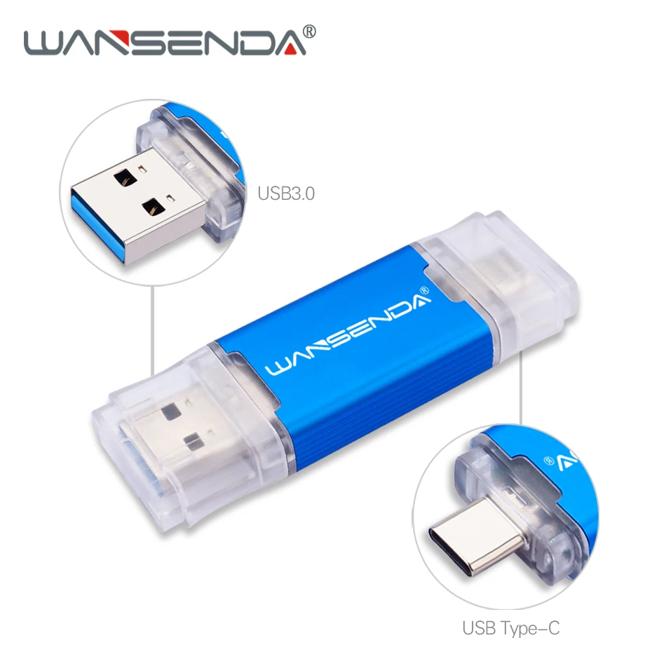 USB флеш-накопитель Wansenda type C 2 в 1 OTG флеш-накопитель 32 Гб 64 Гб 128 ГБ 256 ГБ 512 Гб флешки USB 3,0 флеш-накопитель