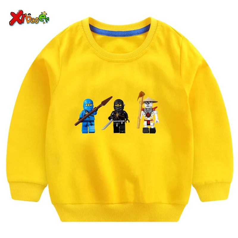 Осенние детские свитера для мальчиков, Ninjago, Детская толстовка с капюшоном, белый свитер для мальчиков, хлопковый пуловер, милый детский свитер