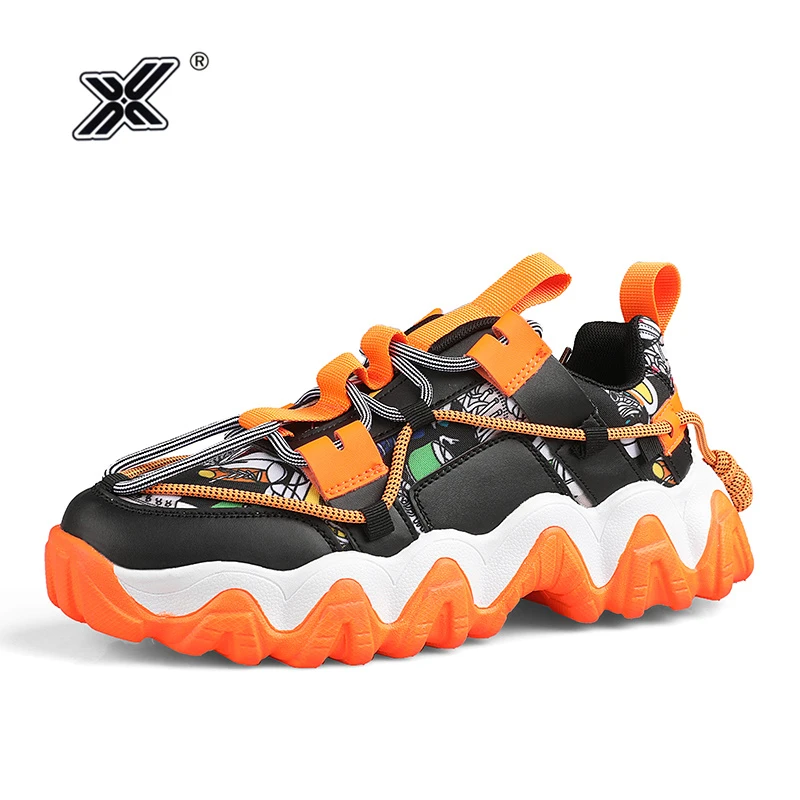 orange platform trainers