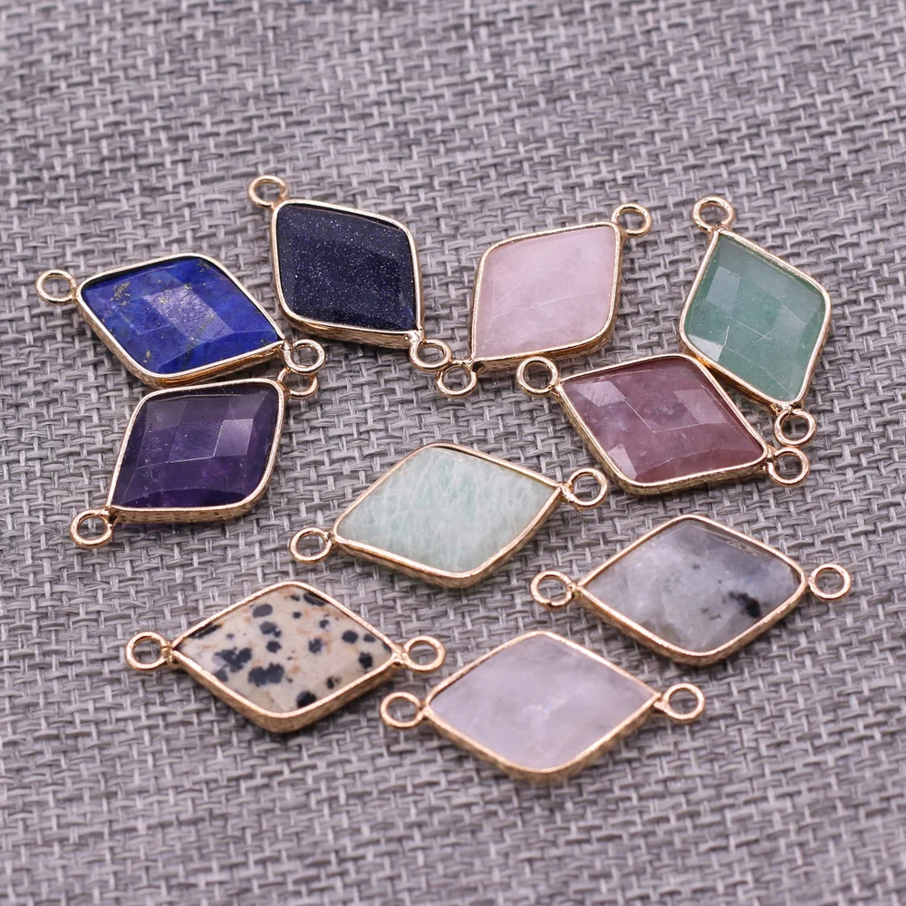 

3pcs Natural Stone Charms Connectors Pendants Geometry Blue Sand Double Hole Jewelry Making DIY Necklace Bracelets Size 11x27mm
