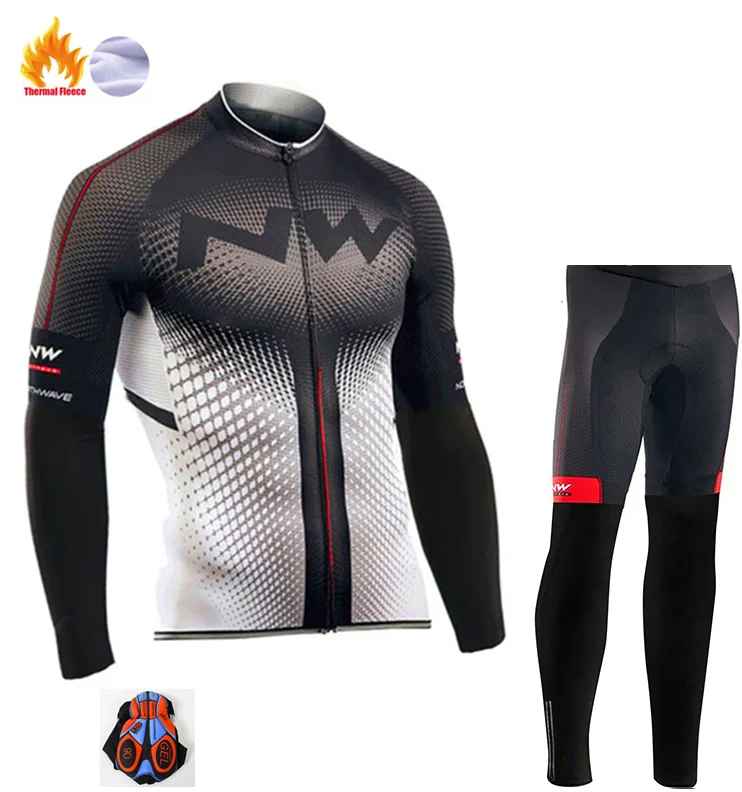 6 MTB Одежда Pro Team NW Зимняя Теплая Флисовая велосипедная одежда для мужчин Northwave Джерси костюм для езды на велосипеде на открытом воздухе комбинезон комплект - Цвет: 6