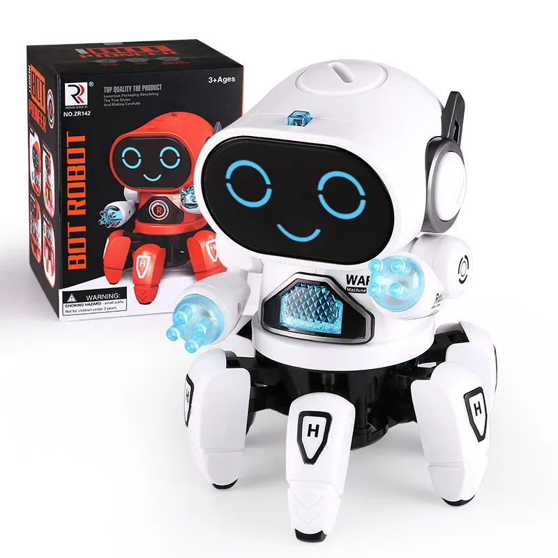 High quality children's electric six-claw dancing robot with music LED light children's educational toy birthday gift