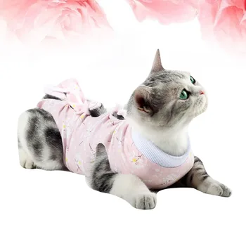 

Thin Cat Neutering Clothes Anti-lick Costume Comfortable Cat Recovery Clothes (Pink Plum Blossom, Size S)
