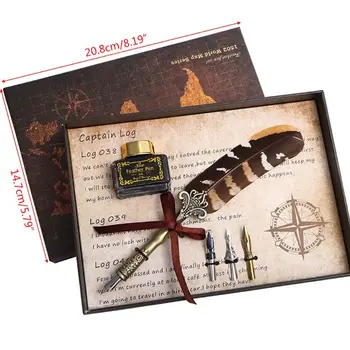 

Vintage Calligraphy Quill Feather Dip Pen Writing Ink Nibs Set Stationery School M0XB