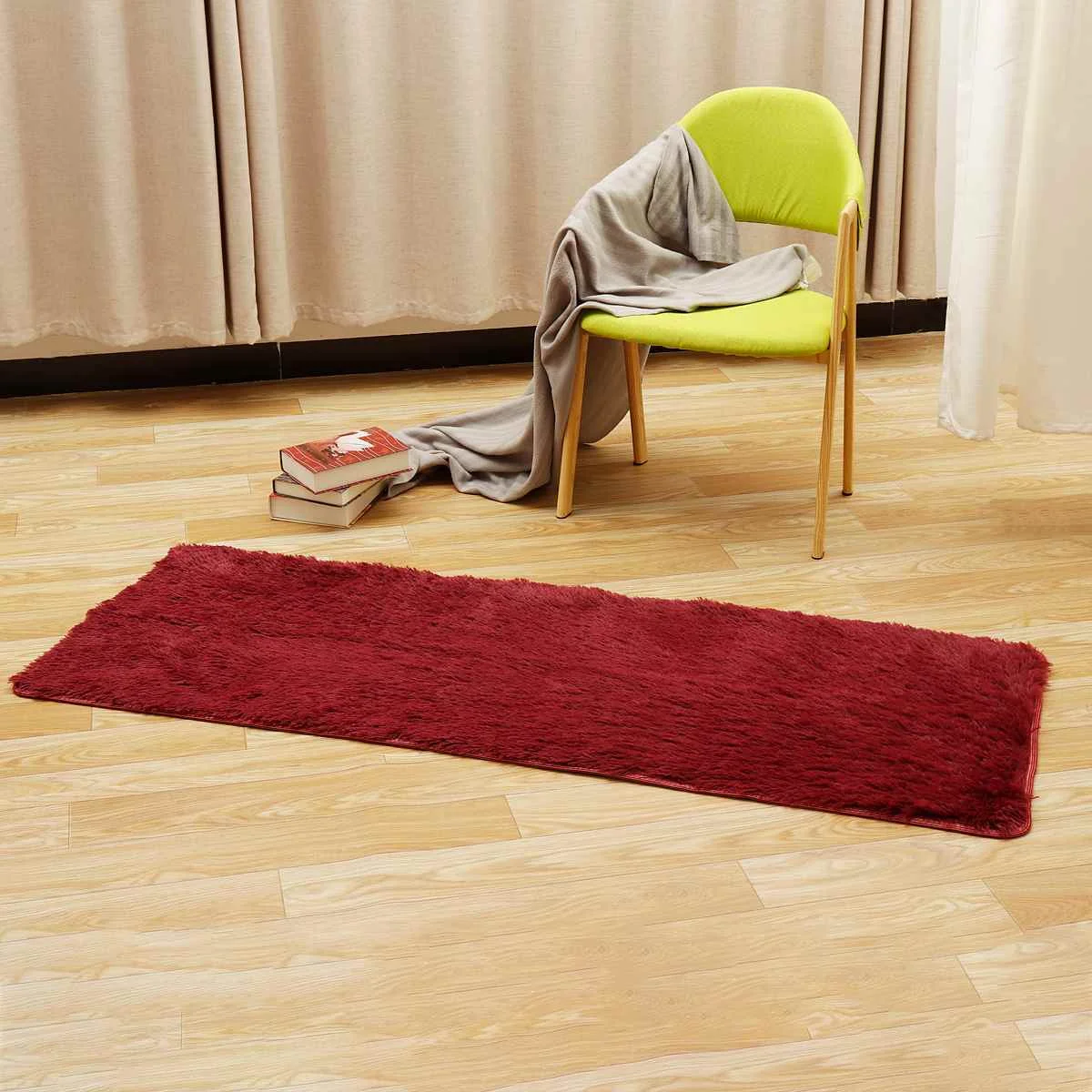 Wine Red 60x160cm Thickened Square Floor Mat Cover Anti-skid Shaggy Area Yoga Rug Home Living Room Bedroom Table Carpet Blanket Mat Long - Цвет: Wine Red
