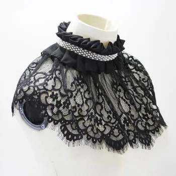 

Lace Detachable Collars Vintage Fake Collar Women Flower Black Pearl Faux Collar Ladies Choker for Party Clothing Accessorie