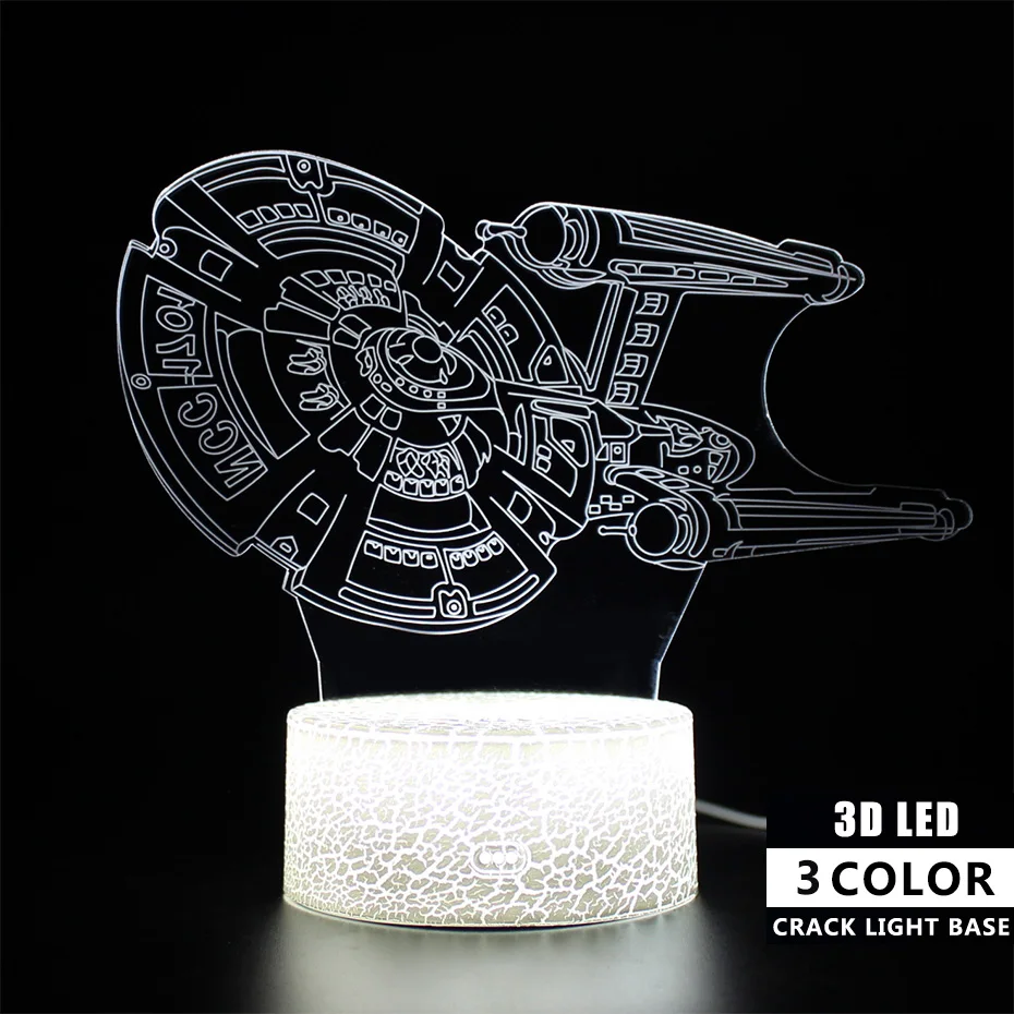 Kids Gifts Airship 3d Lamp Falcon Light Remote Control Table Party Decoration Star Wars Nightlight Sleep Projection Lamp