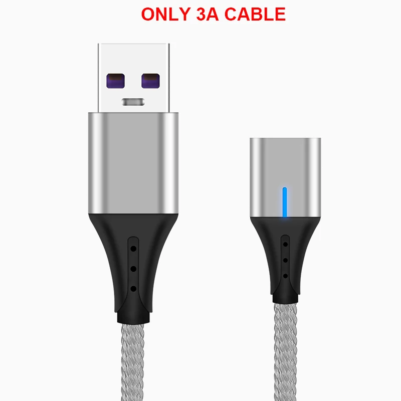 5А супер быстрая зарядка Магнитный USB кабель type C Micro usb кабель для зарядки данных быстрое зарядное устройство поддержка передачи данных 90 градусов - Цвет: 3A Silver Cable