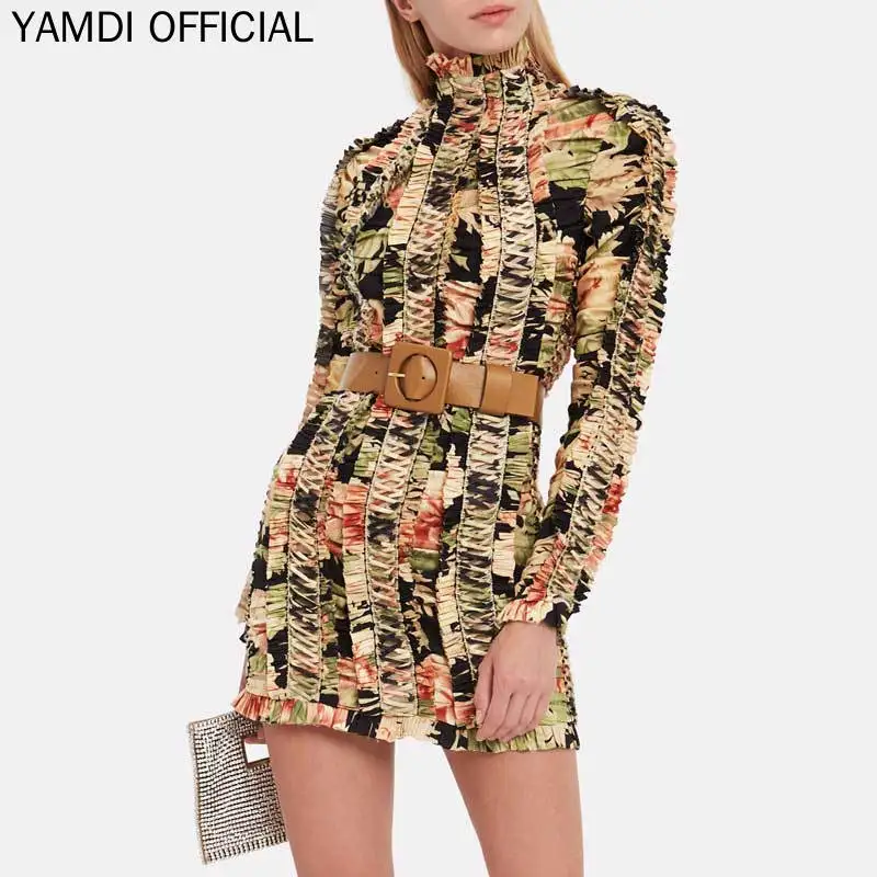 Buy Best qAsZr YAMDI A line Dress Female Autumn Winter Designer Dresses Runway 2019 Women High Quality Fashion Elegant Ladies Self Portrait Dre