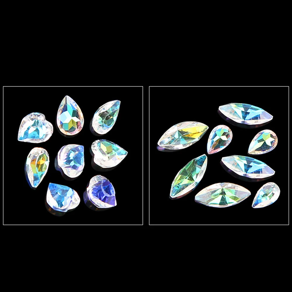 12 Grids AB Clear Irregularity Water Drop Nail Glitter Rhinestone Manicure Tool Nail Art Decoration