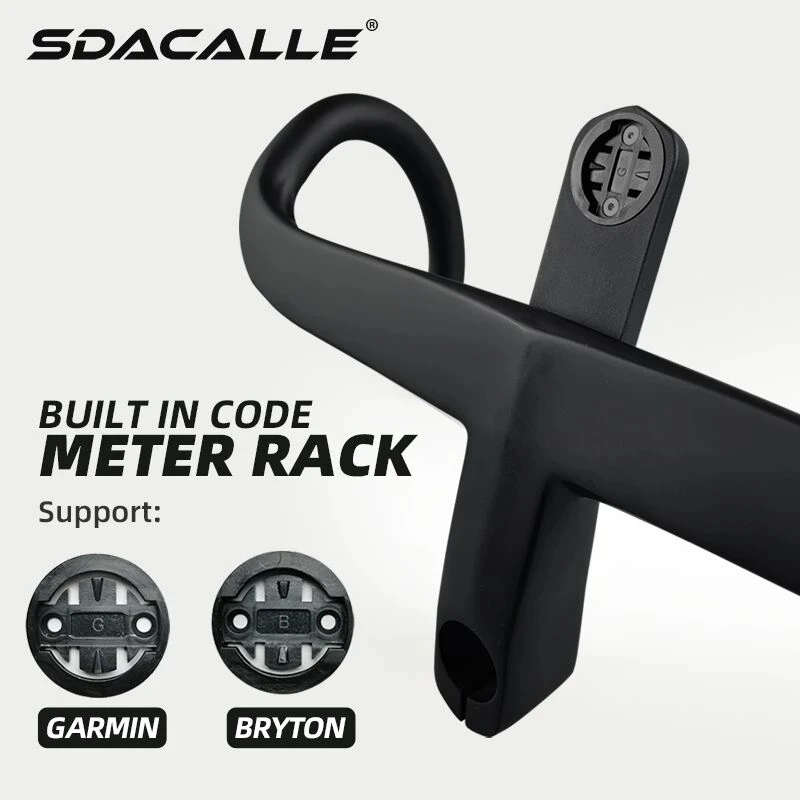 New ALANERA Full Black Carbon Road Bike Intergrated Handlebar For 28.6mm Fork Steer With Headset Spacers And Computer Mount