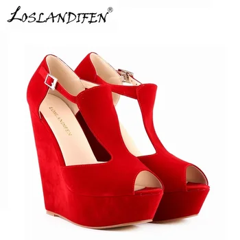 

LOSLANDIFEN Fashion Summer Sandals Women Platform Shoes Wedges Pumps High Heel Party Wedding Shoes Office Pumps 391-1VE