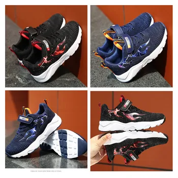 

Spring Popular Children Flats Shoes Boys Air Mesh Comfortable Soft Bottom Anti-slippery Hard-wearing Shoes With Hook Loop Design