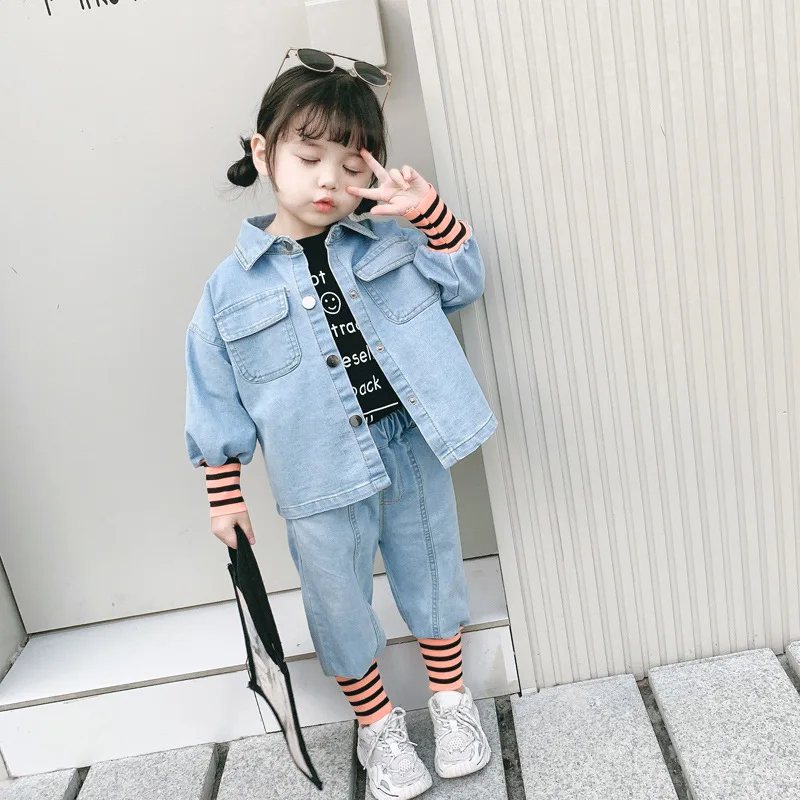 

Girls Spring Clothing Set 2020 New Style Korean-style Western Style Children Versatile Cowboy Two-Piece Set 2343d-c02