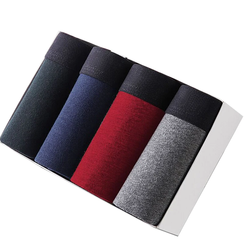 

4Pcs/lot Brand Male Panties Breathable Men Boxers Cotton Underwear U convex pouch Sexy Underpants Homewear Shorts L XL XXL XXXL