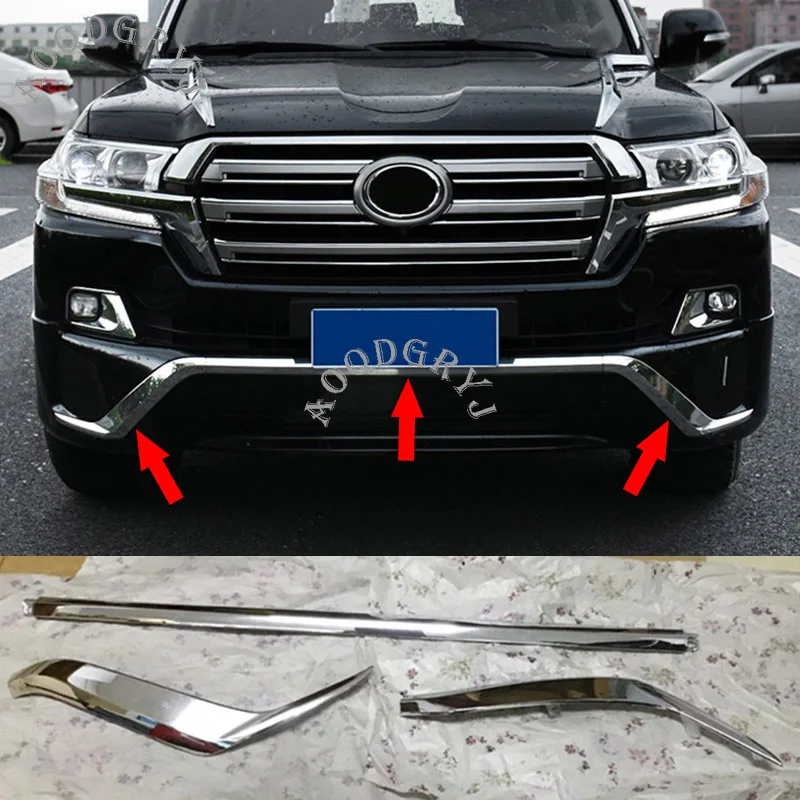 Сменные хромированные накладки на передний бампер для Toyota Land Cruiser LC200 2016