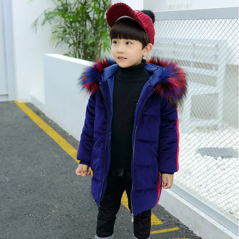 Boys cotton coat winter new baby boy fur collar cotton jacket