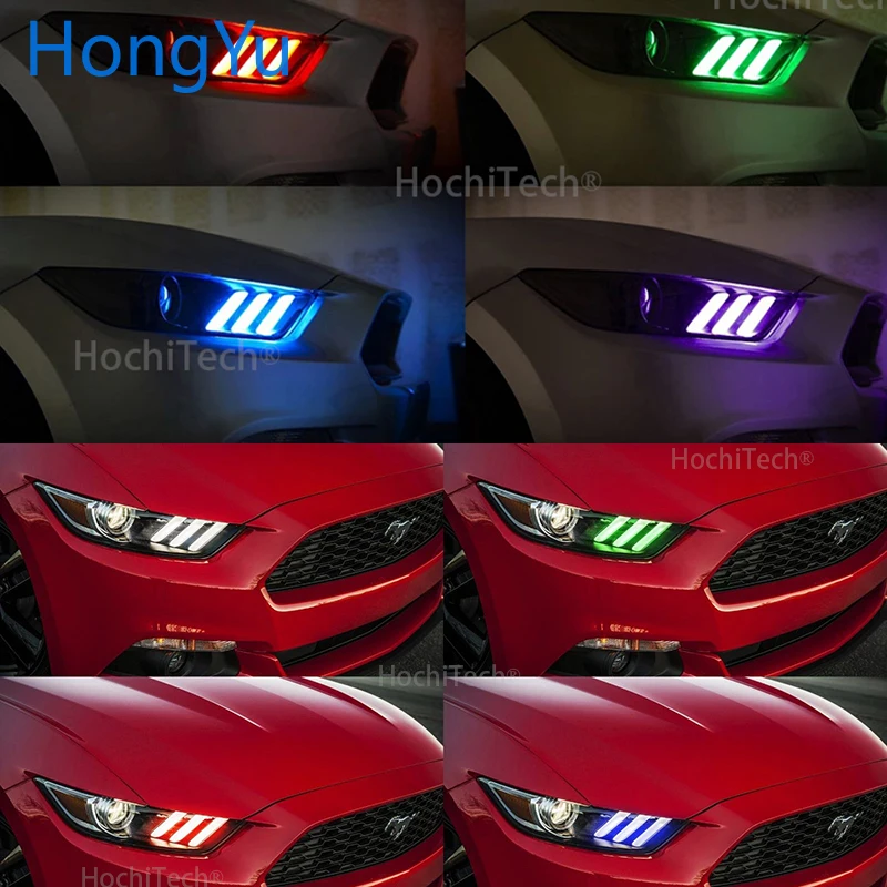Для Ford Mustang 2015 2017 Angel Eye Halo кольца последние фары многоцветные RGBW светодиодный