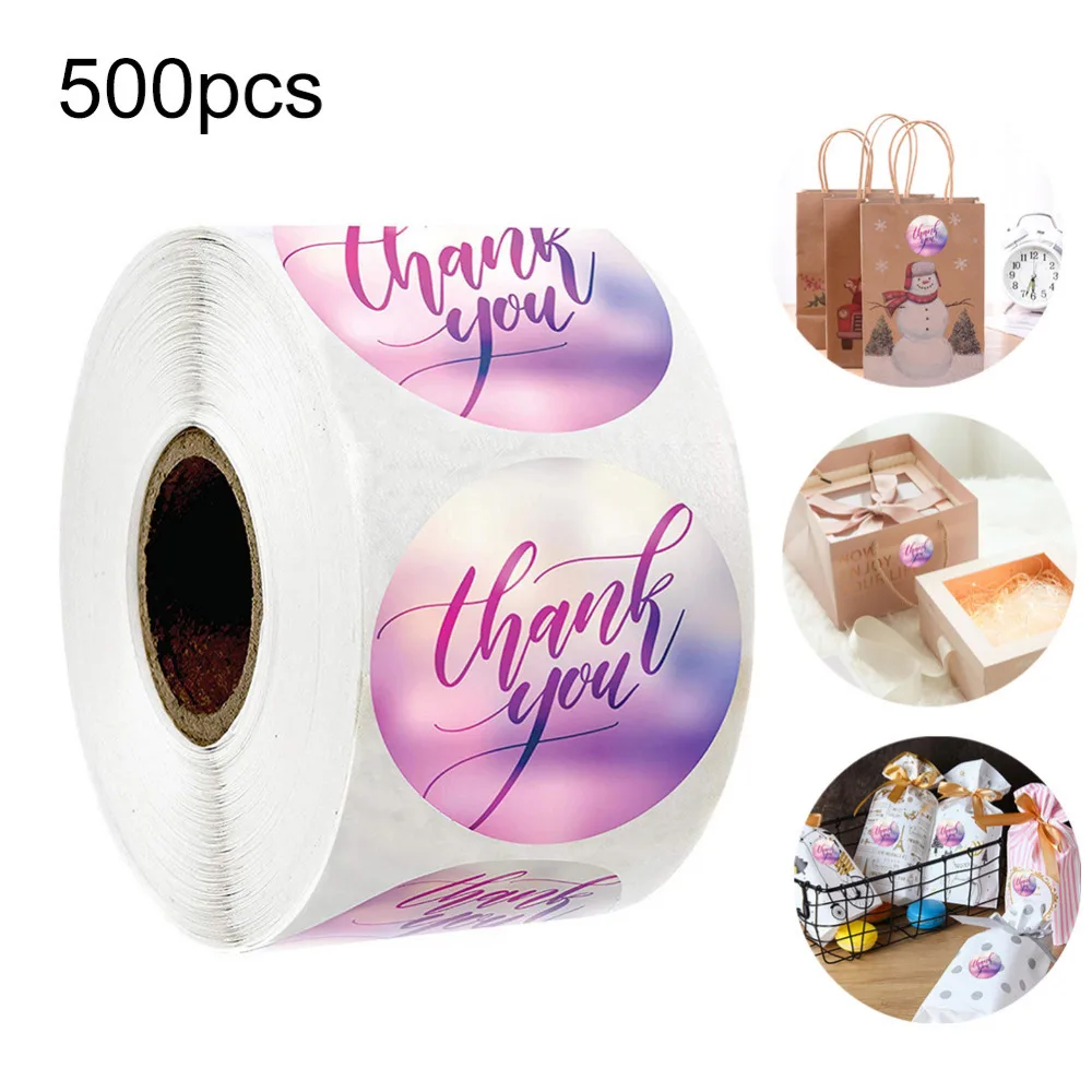 

Types Pink Label Stickers Foil Thank You Stickers 1'' 500pcs Taste Business Order Home Hand madeSticker Wedding Envelope Seals