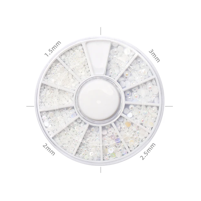 HNUIX Mix Sizes White Nail Art Tips Half Pearls 3d Nail Beads Rhinestone Decoration DIY Beauty Salon Manicure Supply 03