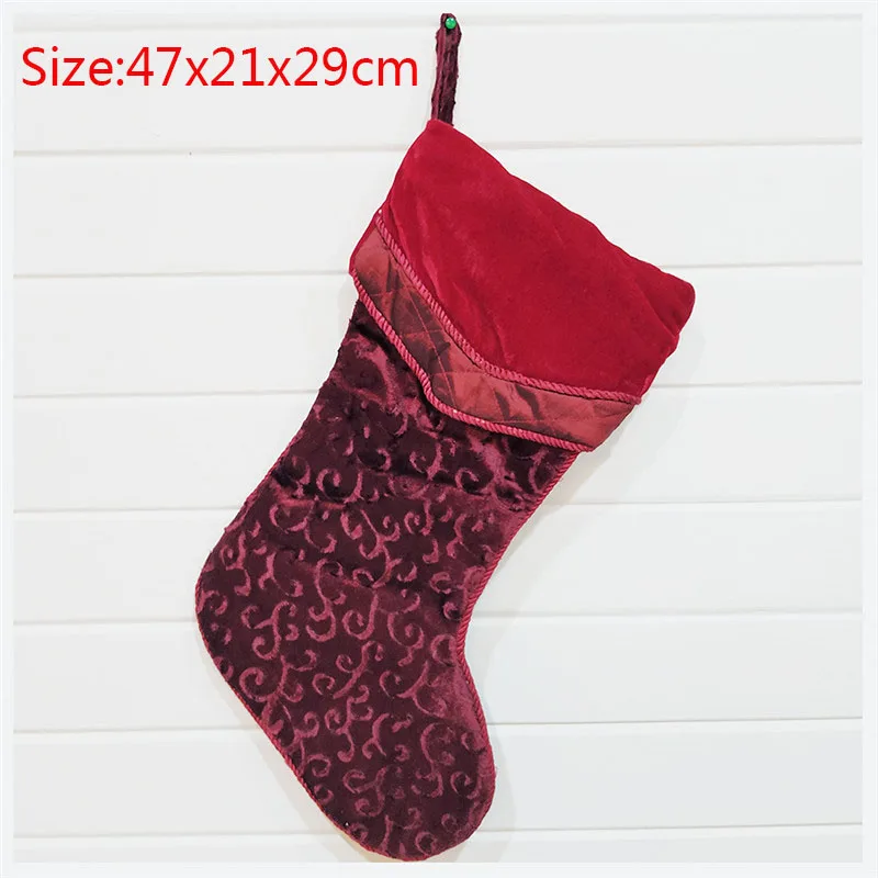 1PCs 47x29x21cm Рождественские носки с подвеской, рождественская ёлка, олень орнамент из снежинок, Рождественский узор, вечерние украшения для дома, подарочная сумка - Цвет: 1PCs 47x29x21cm