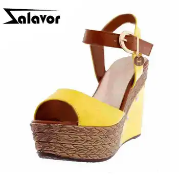 

ZALAVOR 4 Color Summer Women High Wedges Sandals Peep Toe Platform Ankle Strap Sandals Beach Shoes Women Footwear Size 34-39