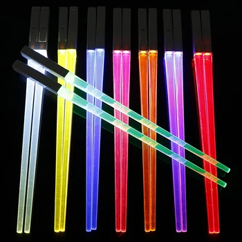 

Creative 1 Pair LED Lightsaber Chopsticks Light Up Durable Lightweight Kitchen Dinning Room Party Portable Food Safe Tableware