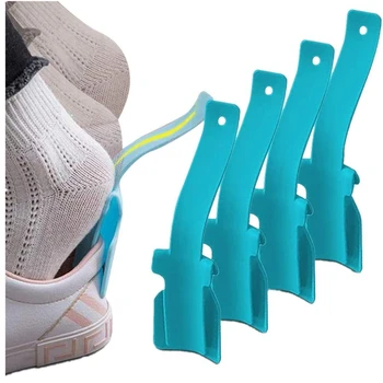 

Slipper Assistant, 4 Pieces of Portable Socks Slider-Handle Shoe Horn-Shoe Lifter for Easy on and Off, Suitable for Men, Women a