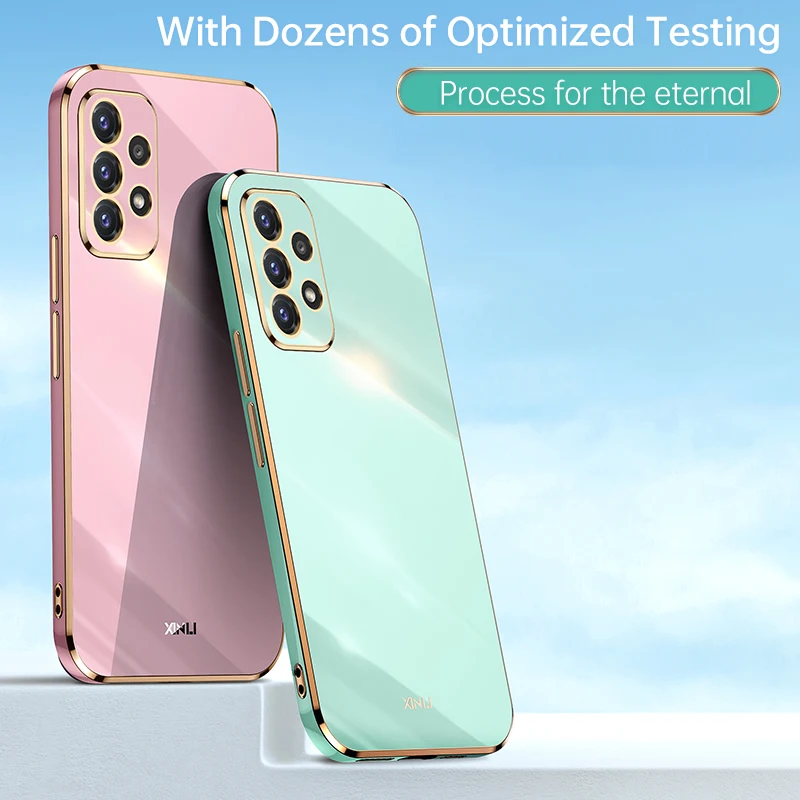 Luxury Plating Phone Case For Samsung Galaxy Soft Square Frame_voghion.com