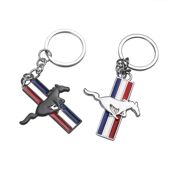 

Car Styling Metal New 3D Horse Emblem Badge KeyChain keyring Fit for Ford Mustang GT 500 Cobra Key Chain Ring Accessories