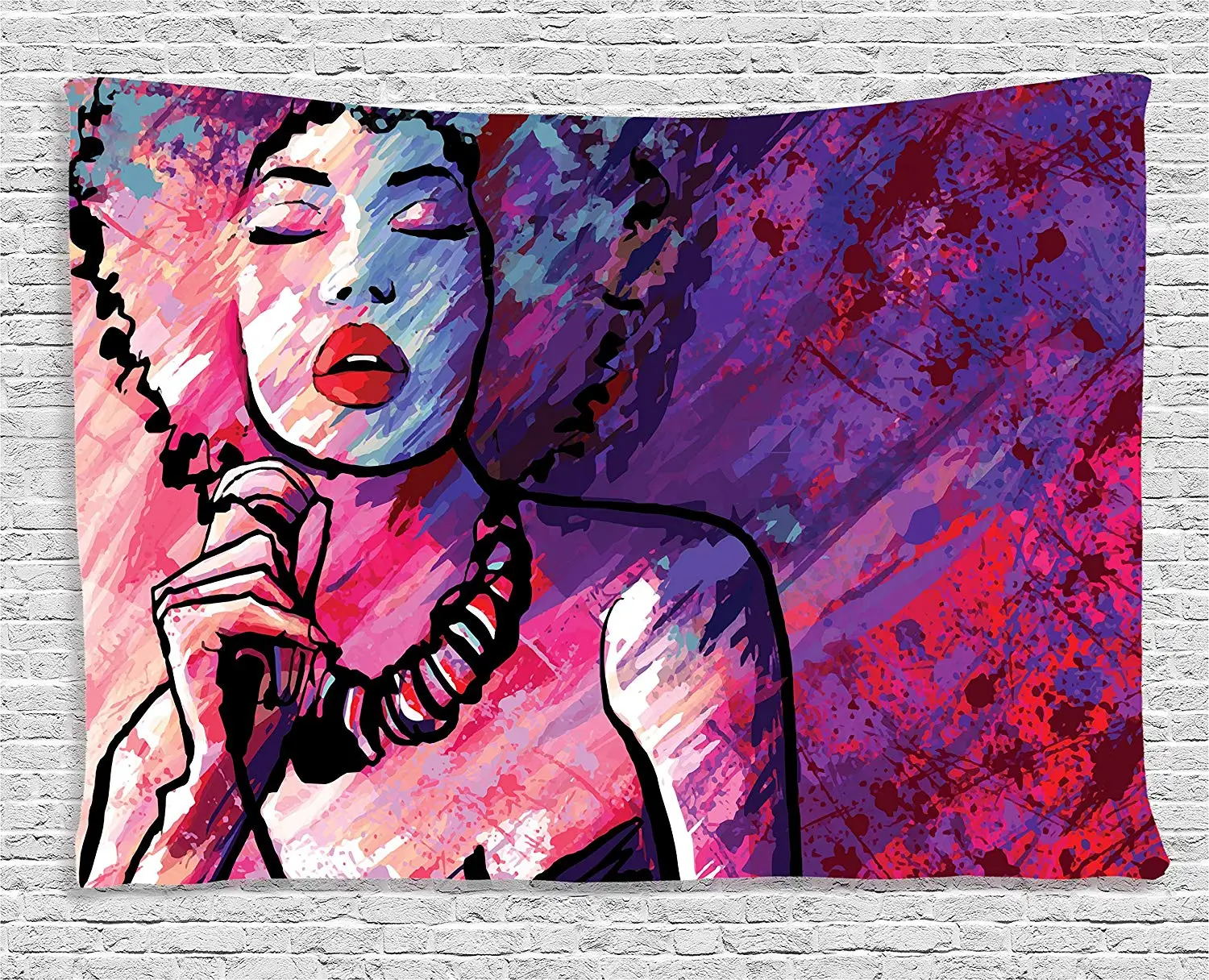 Jazz Sangerin Die Mit Mikrofon Auf Grunge Hintergrund