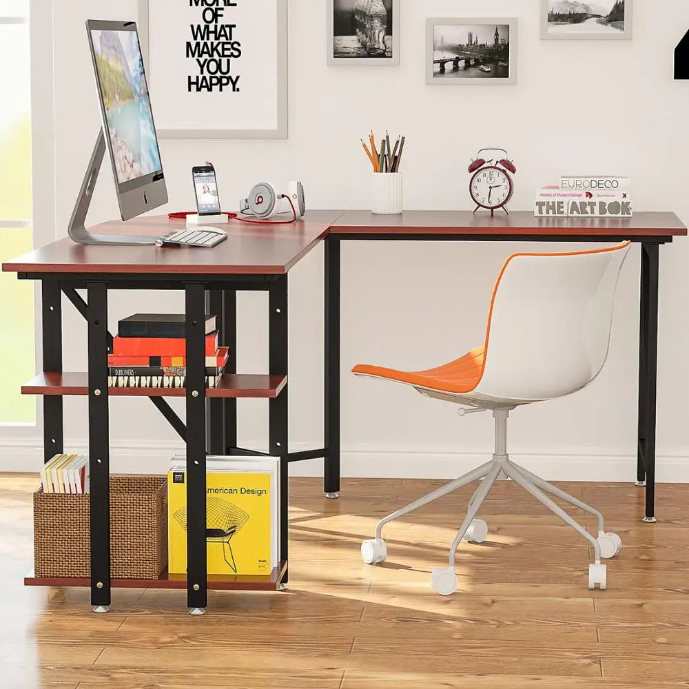 L образный компьютерный стол Реверсивный угловой с большой верхней поверхностью