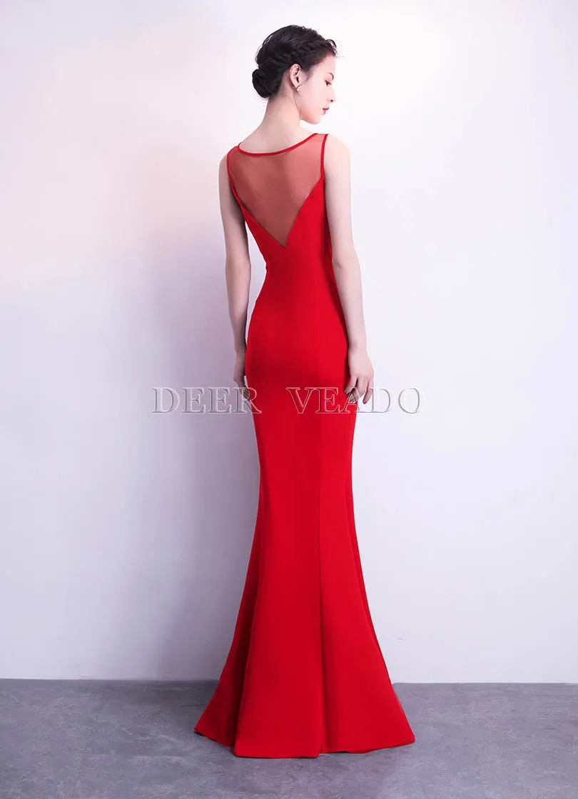 DEERVEADO сексуальные прозрачные длинные вечерние платья Robe De Soiree официальное вечернее платье вечерние платья-русалки платье K1005