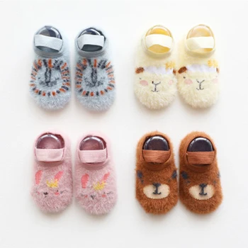 

1 Pairs Autumn Winter Baby Cotton Non-slip Socks Cartoon Animals pattern Floor Socks First Walker Shoes for Newborns