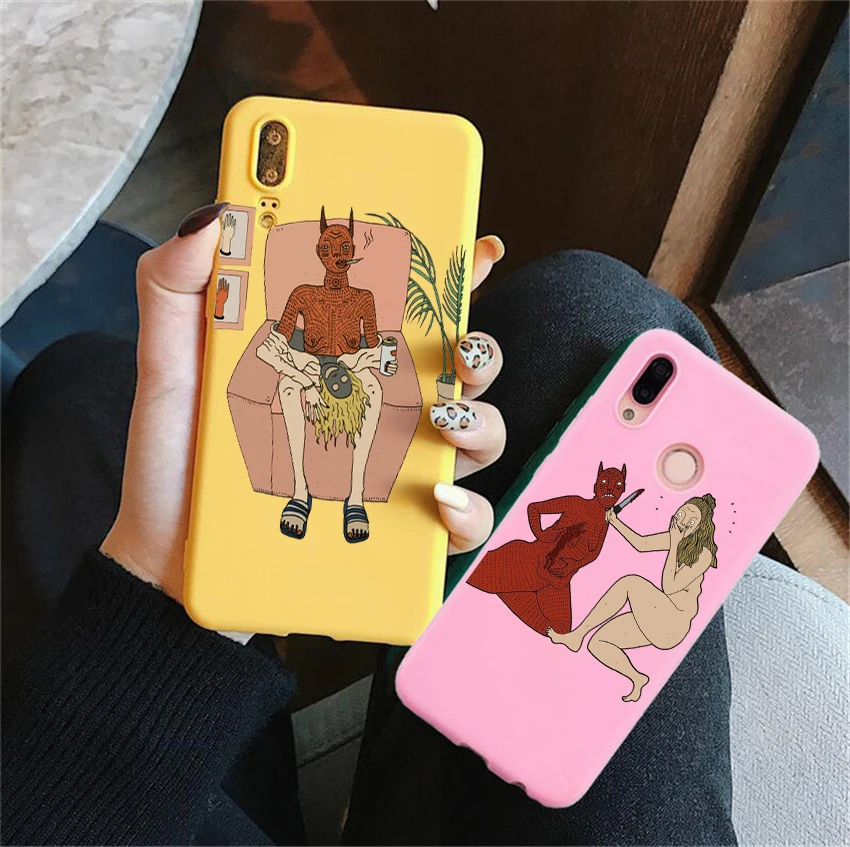 

Cartoon polly nor painting art Candy Color Case for Huawei P10 P20 P30 MATE 10 20 honor 8 9 10 Smart Soft Silicone Case