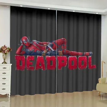 

Marvel Deadpool 2 Panels/Set Window Curtain Block out Fabric Drapes Darkening Thermal Insulated Cartoon Kids Living Room Bedroom