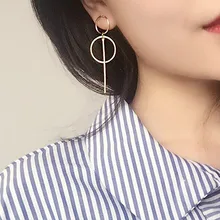 Mới Vàng Kim Loại Tua Rua Bông Tai Nữ Dài Vòng Tròn Mặt Dây Chuyền Earings Thời Trang Trang Sức Tuyên Bố Hình Học Đơn Giản Tặng Cho Nữ(China)