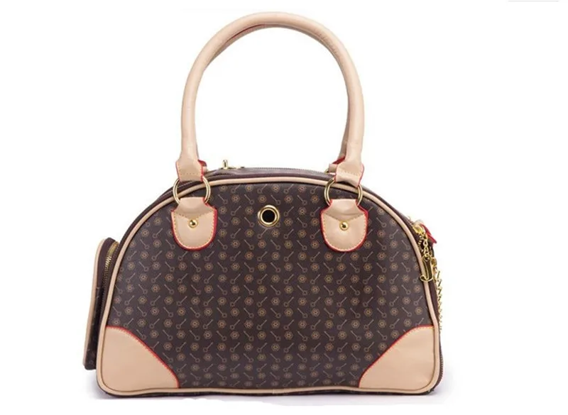 Pu Leather Small Cat Dog Carrier Bag Outdoor Travel Carry Tote Foldable Shopping Bag Portable Pet Dog Handbag 2