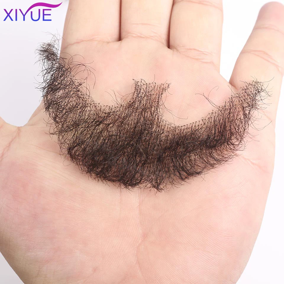 XIYUE Man's Beard Hand Made Real Hair Fake Beard Mustache Fancy Synthetic Invisible for Makeup Fake Hair Cospaly Party Tools