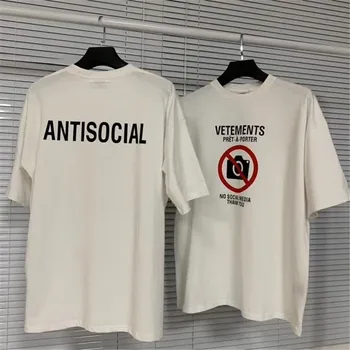 

Oversize Summer VETEMENTS T Shirt Men Women No Photography Cotton Classic VTM Shirt VETEMENTS Black/white Antisocial Logo Tees