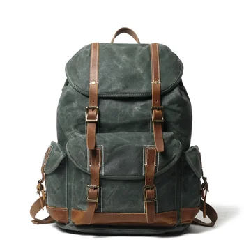 

YUPINXUAN 2020 Summer New Canvas Leather Backpacks for Men Big Size Traveling Rucksacks Retro Laptop Daypacks