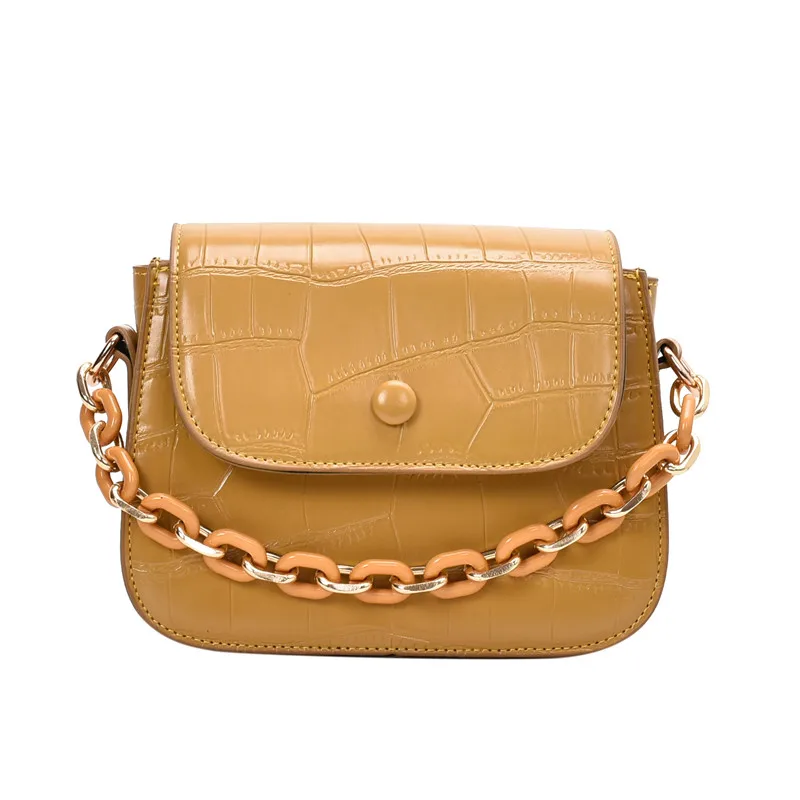 

Fashion Women Messenger Bag Small Female Shoulder Bag Chain Youth Daily Bag Crocodile Pattern Yellow Square Bag Light
